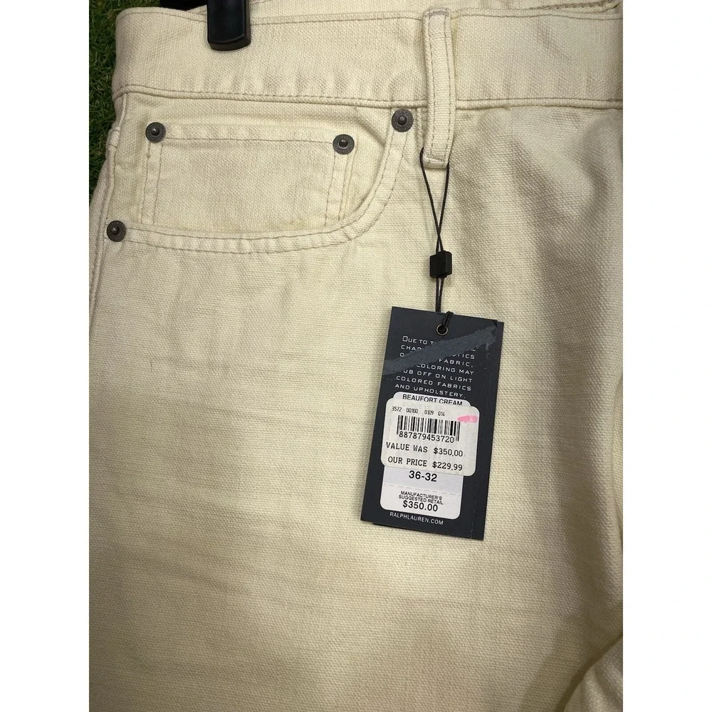 Vintage Polo Ralph Lauren Jeans Mens 36x32 Slim Low Style Ivory Cream White